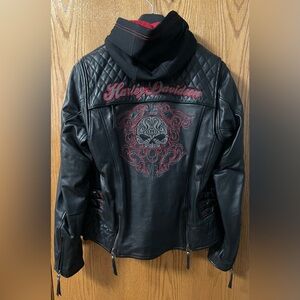 Authentic Harley-Davidson Women’s Scroll Skull 3-IN-1 Leather Jacket